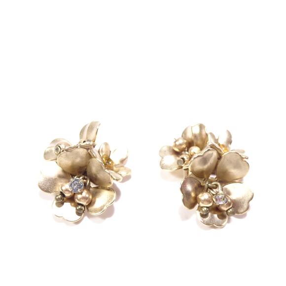 NWT Banana Republic Women's Brass Metal Flower Stud EARRINGS NWT 48 - Picture 5 of 8